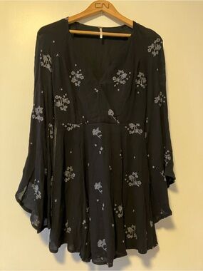 Free People Black Boho Floral Mini Dress or Tunic